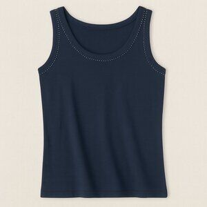 Avenue Navy Tank Top with White Thread Accents